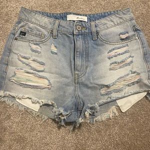 Distressed jean shorts